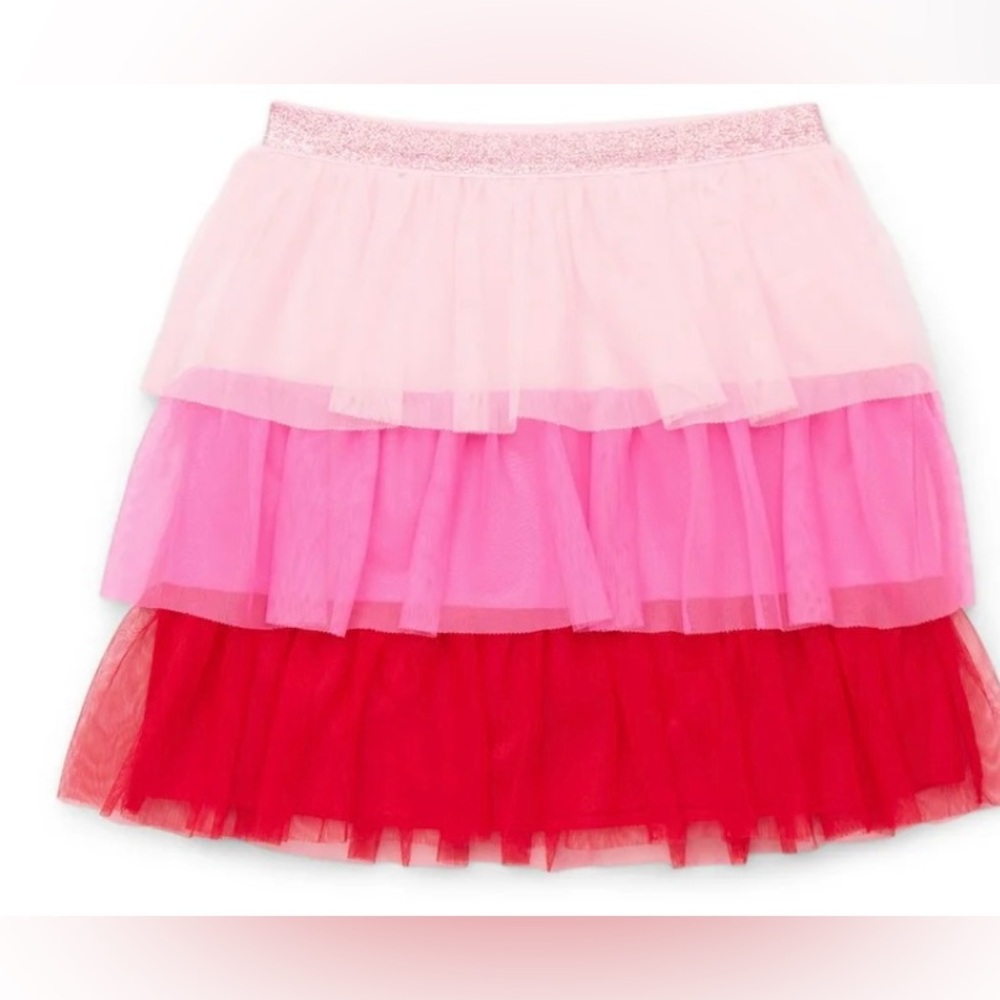🔴 3/$12 Girl’s Pink Holiday Tiered Skirt! NWT! Size XL!